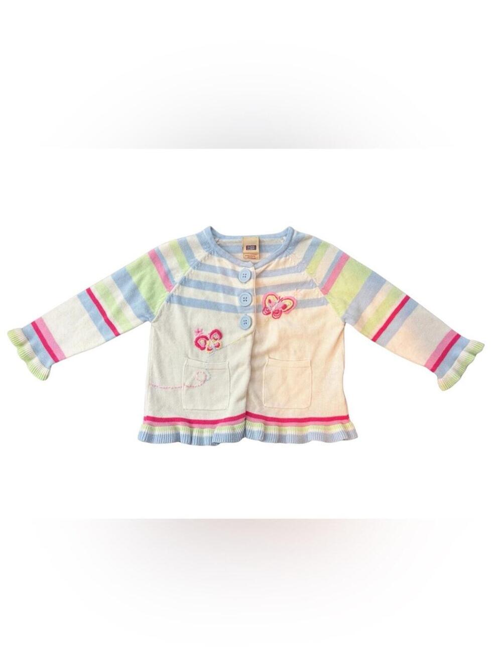 Vintage year 2000 Faded Glory Pastel Striped Knit Cardigan Sweater